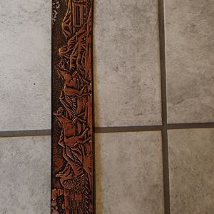 Men's Belt 50 ", Horse Scene Tooled in Leather